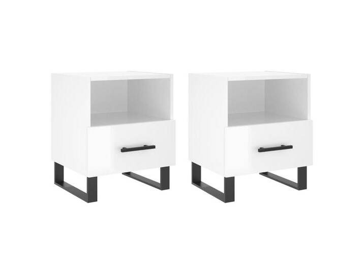 vidaXL Nachttisch Nachttische 2 Stk. Hochglanz-Weiß 40x35x47,5 cm Holzwerkstoff (2-St) von vidaXL