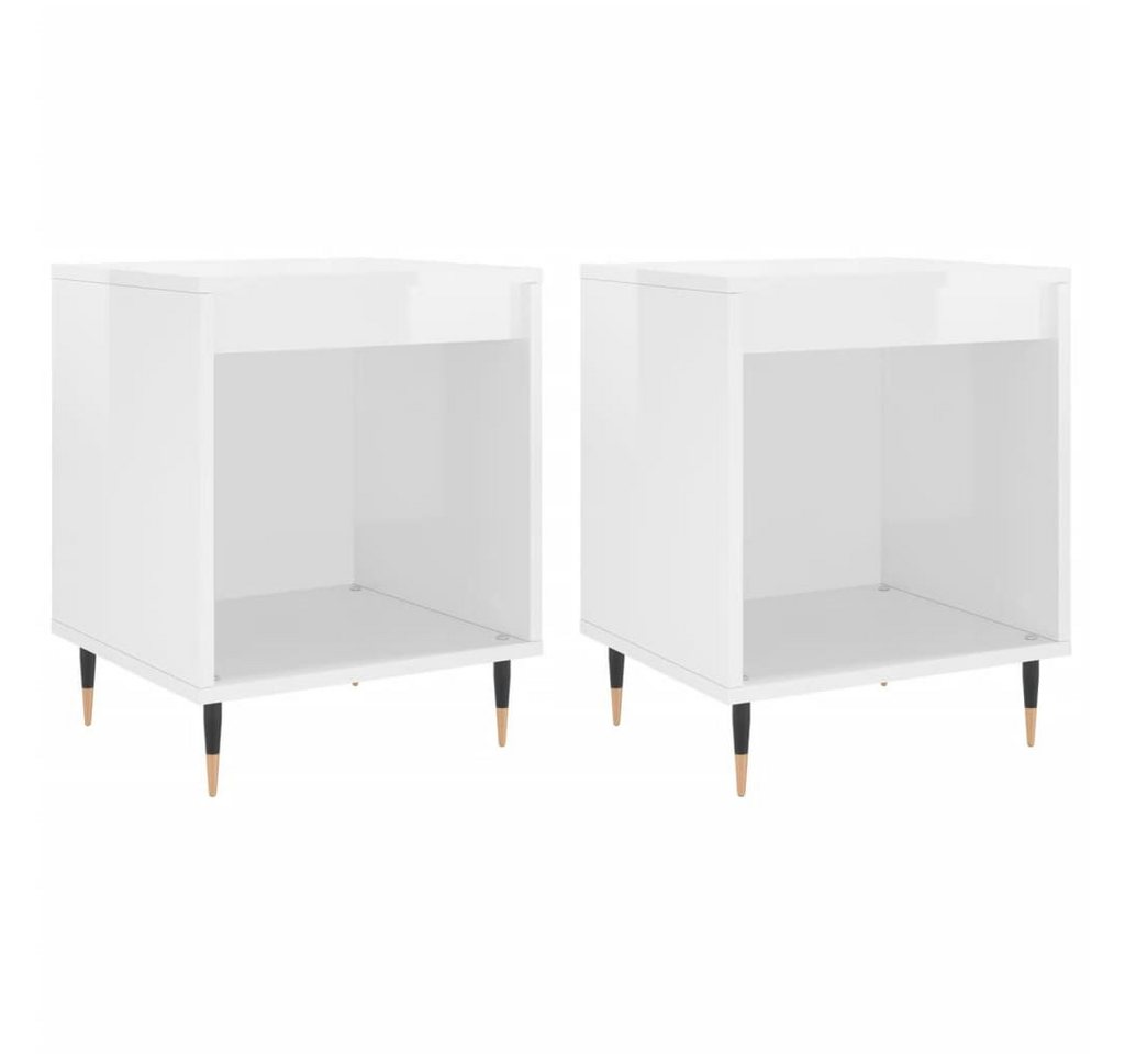 vidaXL Nachttisch Nachttische 2 Stk. Hochglanz-Weiß 40x35x50 cm Holzwerkstoff (2-St) von vidaXL