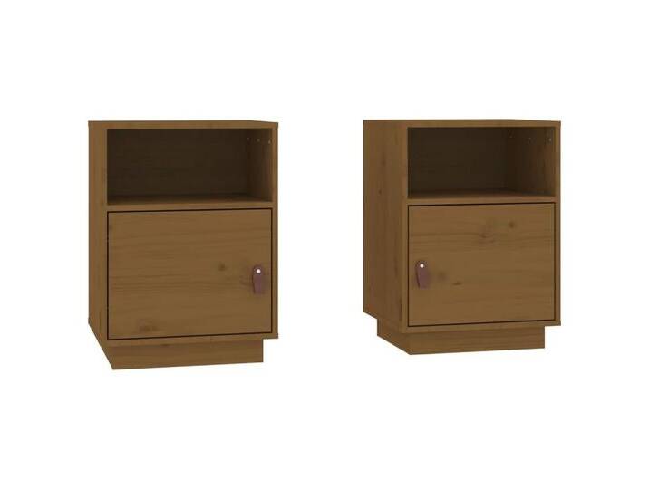 vidaXL Nachttisch Nachttische 2 Stk. Honigbraun 40x34x55 cm Massivholz Kiefer (2-St), braun von vidaXL