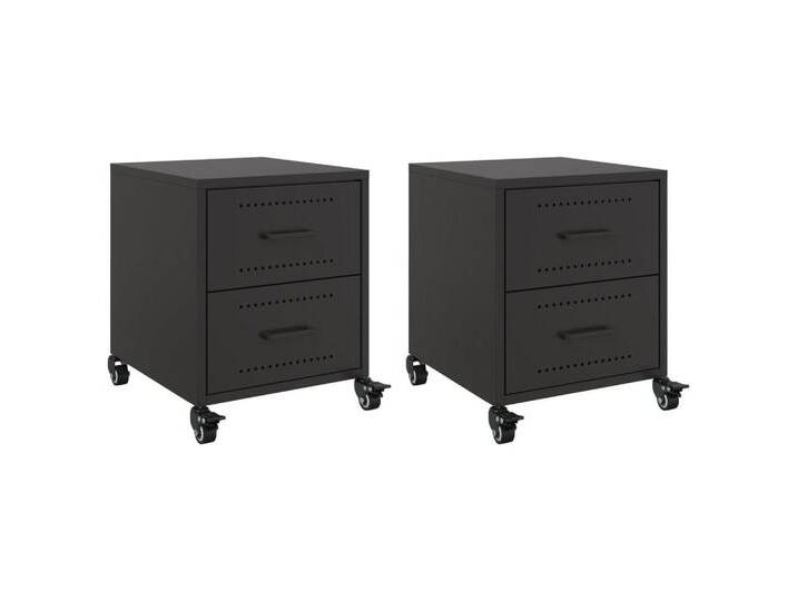 vidaXL Nachttisch Nachttische 2 Stk. Schwarz 36x39x43,5 cm Stahl (2-St), schwarz von vidaXL
