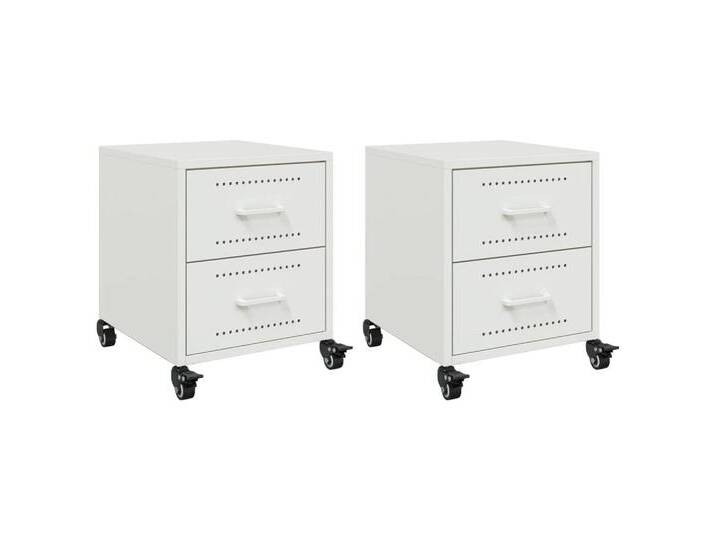 vidaXL Nachttisch Nachttische 2 Stk. Weiß 36x39x43,5 cm Stahl (2-St), weiß von vidaXL