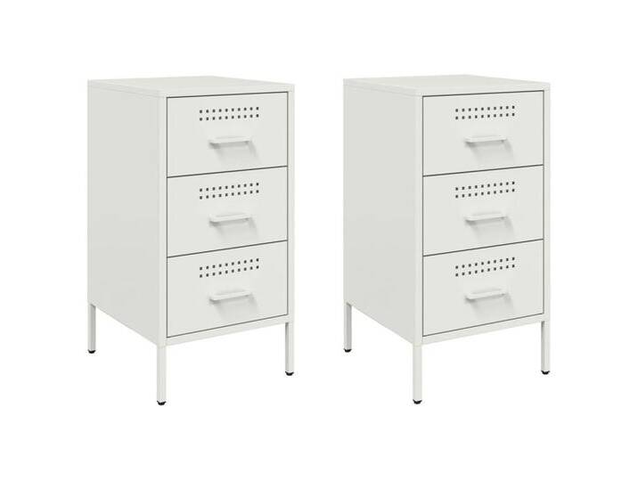 vidaXL Nachttisch Nachttische 2 Stk. Weiß 36x39x68 cm Stahl (2-St), weiß von vidaXL