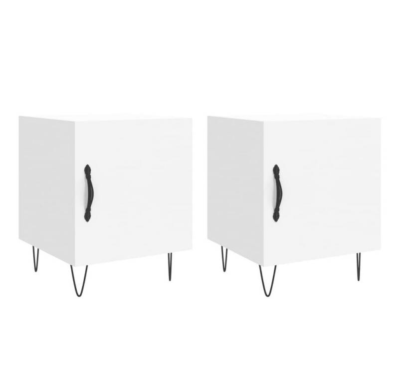 vidaXL Nachttisch Nachttische 2 Stk. Weiß 40x40x50 cm Holzwerkstoff (2-St) von vidaXL