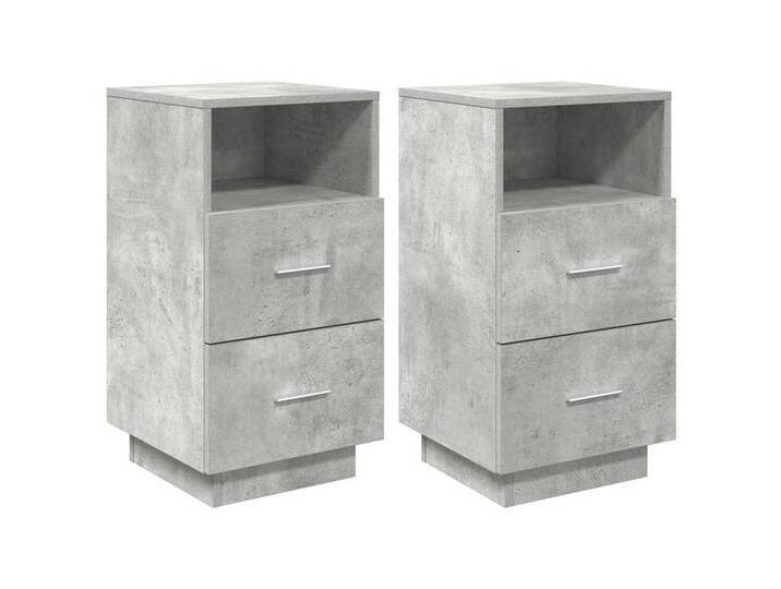vidaXL Nachttisch Nachttische 2 Stk. mit 2 Schubladen Betongrau 36x36x68 cm (2-St), grau, Grau von vidaXL