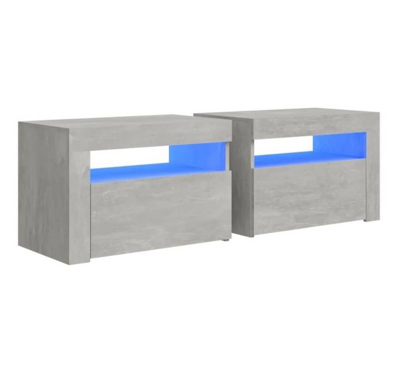 vidaXL Nachttisch Nachttische 2 Stk. mit LEDs Betongrau 60x35x40 cm (2-St) von vidaXL