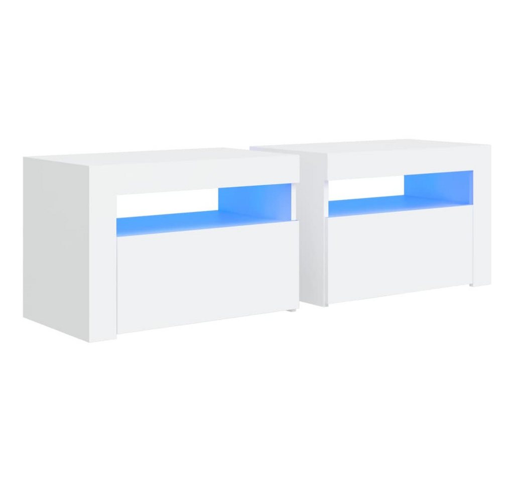 vidaXL Nachttisch Nachttische 2 Stk. mit LEDs Weiß 60x35x40 cm (2-St) von vidaXL