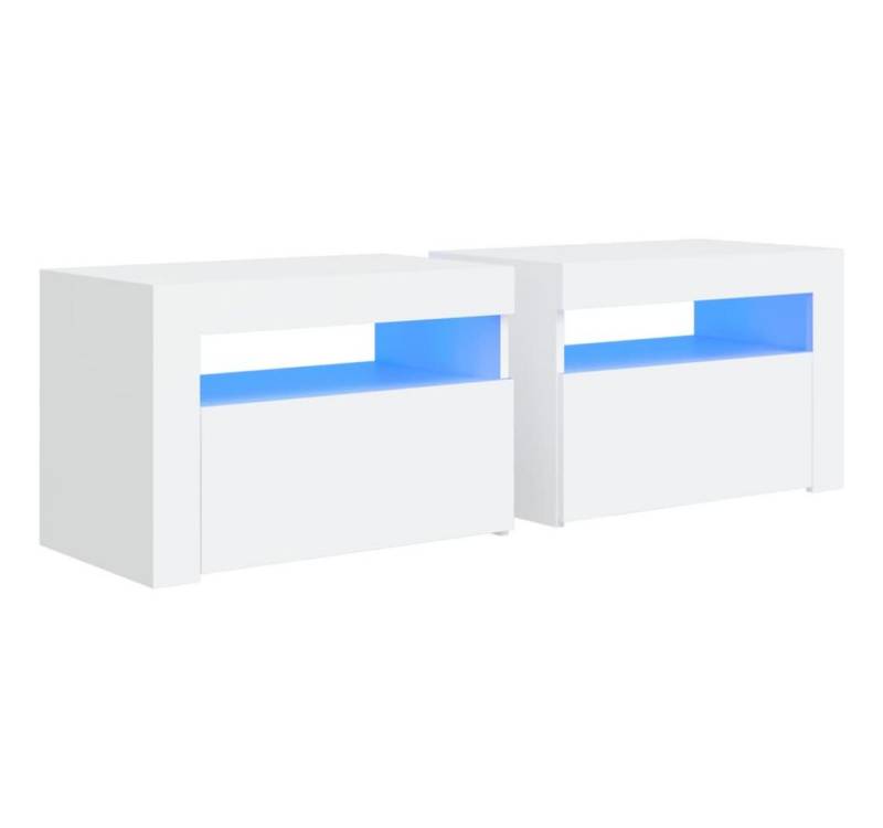 vidaXL Nachttisch Nachttische 2 Stk. mit LEDs Weiß 60x35x40 cm (2-St) von vidaXL