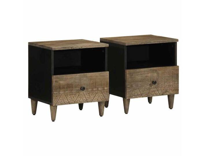 vidaXL Nachttisch Nachttische 2 Stück Hellgrau 40x33x46 cm Massivholz (2-St), grau von vidaXL