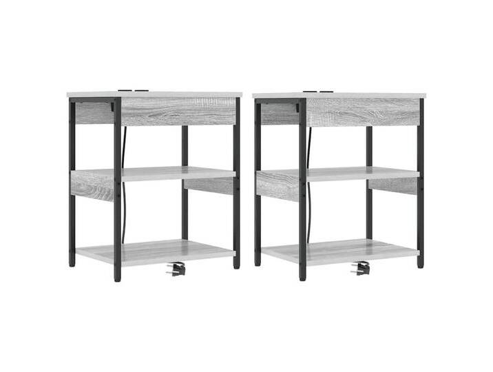 vidaXL Nachttisch Nachttische 2 pcs Grau Sonoma 41 x 31 x 51 cm Holzwerkstoff (2-St), grau von vidaXL