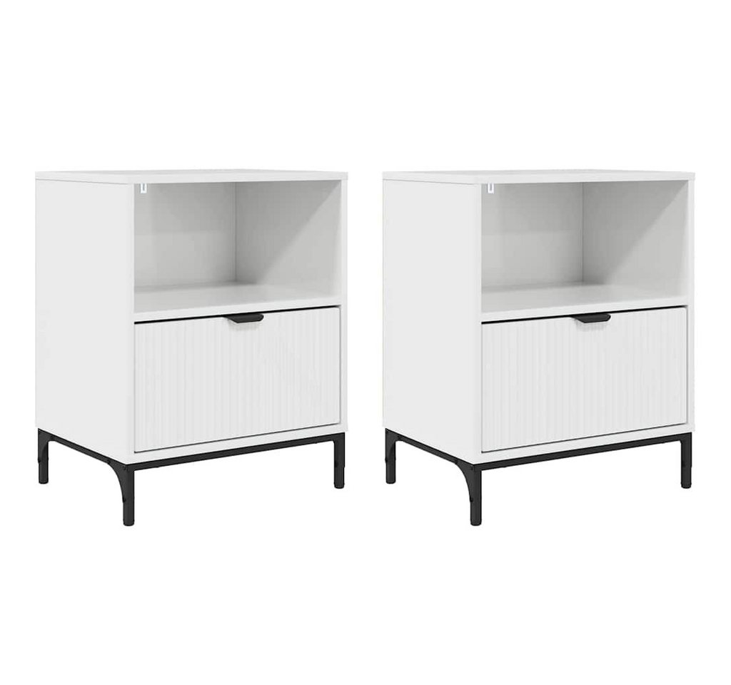 vidaXL Nachttisch Nachttische 2 pcs Hochglanz-Weiß 49 x 36 x 61 cm Holzwerkstoff (2-St) von vidaXL
