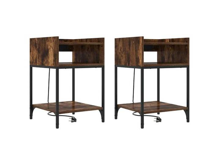 vidaXL Nachttisch Nachttische 2 pcs Räuchereiche 40 x 40 x 61 cm Holzwerkstoff (2-St) von vidaXL
