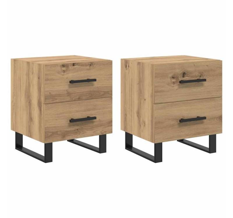 vidaXL Nachttisch Nachttische Nachtschrank Konsole 2 Stück Eiche handwerklich 40 x 35 x von vidaXL