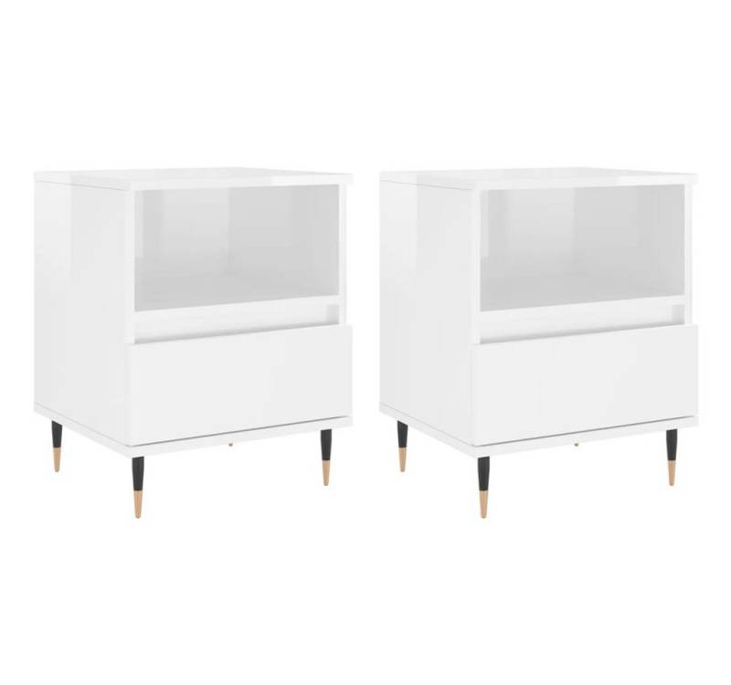 vidaXL Nachttisch Nachttische Nachtschrank Nachtkommode 2 Stk Hochglanz-Weiß 40x35x50 cm von vidaXL