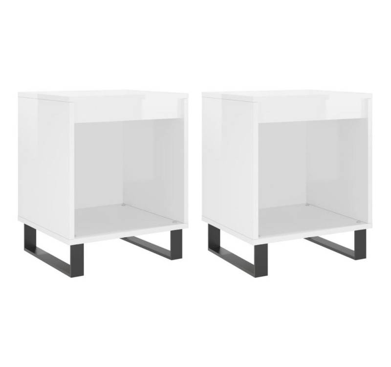 vidaXL Nachttisch Nachttische Nachtschrank Nachtkommode 2 Stk Hochglanz-Weiß 40x35x50 cm von vidaXL