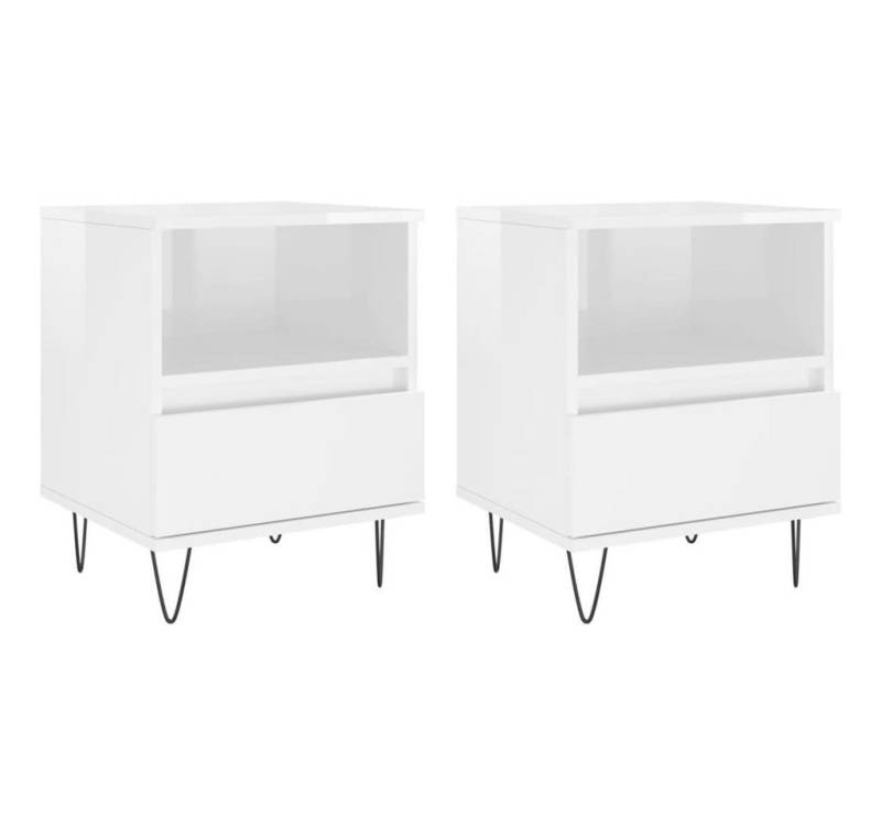 vidaXL Nachttisch Nachttische Nachtschrank Nachtkommode 2 Stk Hochglanz-Weiß 40x35x50 cm von vidaXL