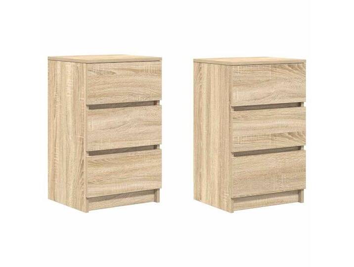 vidaXL Nachttisch Nachttische mit 3 Schubladen 2 Stk. Sonoma-Eiche 39x35x65 cm (2-St), braun von vidaXL