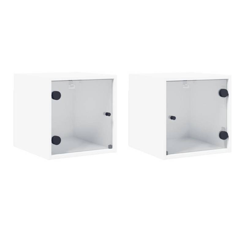 vidaXL Nachttisch Nachttische mit Glastüren 2 Stk. Weiß 35x37x35 cm (2-St) von vidaXL