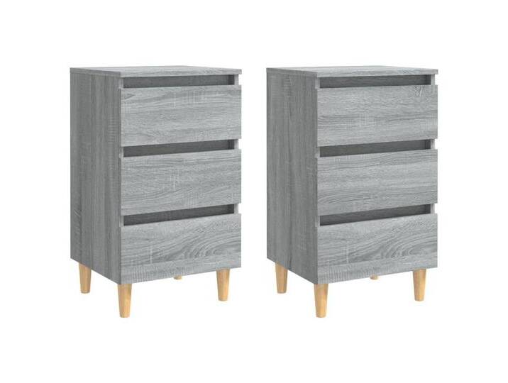 vidaXL Nachttisch Nachttische mit Massivholz-Beinen 2 Stk Grau Sonoma 40x35x69cm, grau von vidaXL