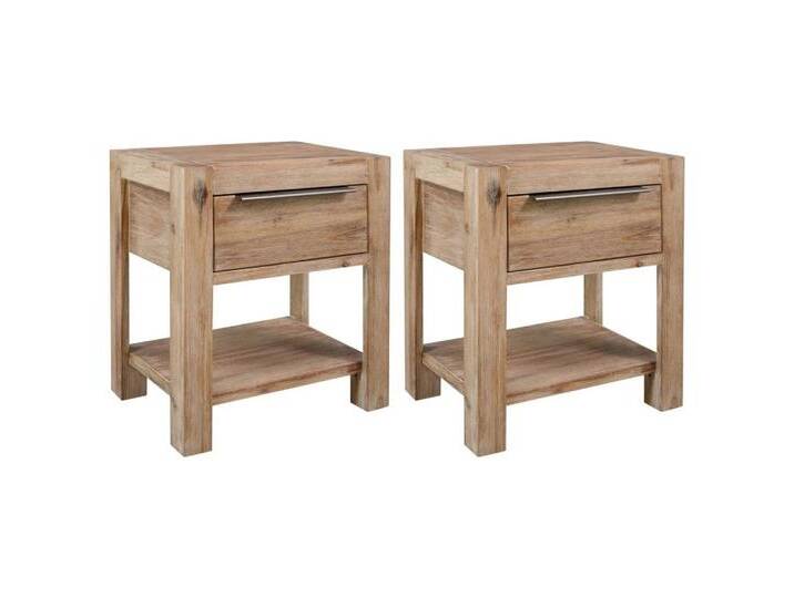 vidaXL Nachttisch Nachttische mit Schubladen 2 Stk 40x30x48 cm Akazie Massivholz, braun von vidaXL