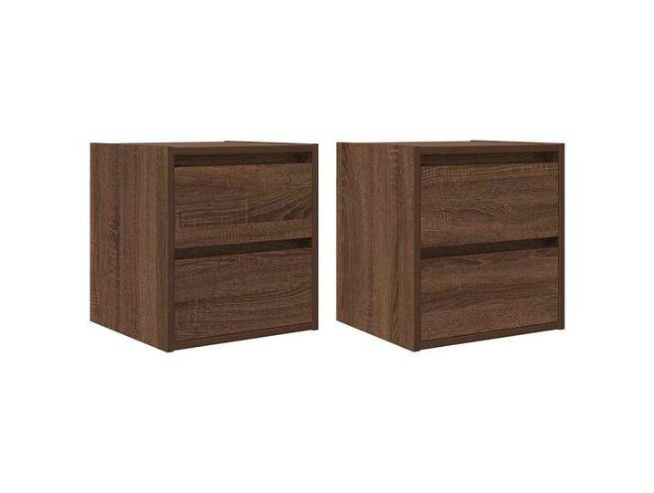 vidaXL Nachttisch Wand-Nachttische 2 Stk. Braun Eichen-Optik 38x34x40 cm (2-St), braun von vidaXL