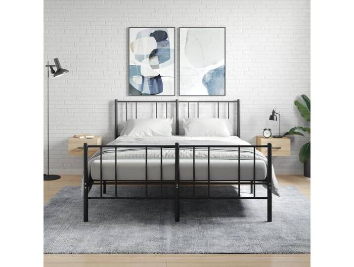 vidaXL Nachttisch Wand-Nachttische Nachtschrank Hängeschrank 2 Stk Sonoma Eiche 35x35x20, braun von vidaXL