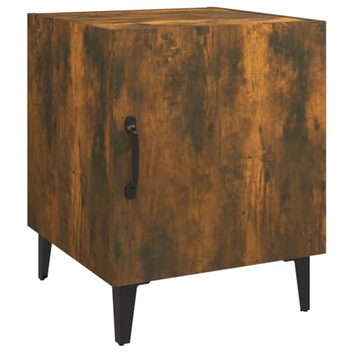 vidaXL Nachttisch mit 1 Tür Nachtschrank Nachtkonsole Nachtkommode Schlafzimmer Schrank Kommode 40x40x50cm Räuchereiche Holzwerkstoff von vidaXL