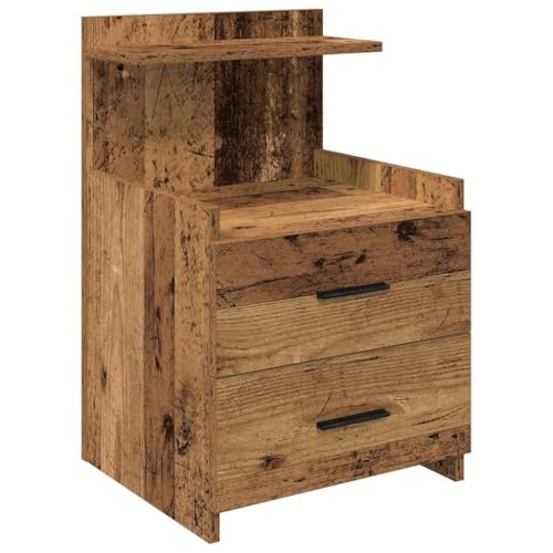 vidaXL Nachttisch mit 2 Schubladen Altholz-Optik 40x36,5x62 cm von vidaXL
