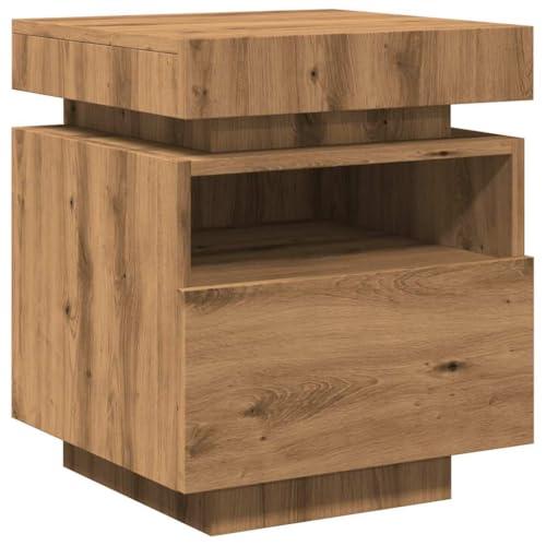 vidaXL Nachttisch mit LED-Leuchten Artisan-Eiche 40x39x48,5 cm, Nachttischschrank, Nachtkonsole, Schlafzimmermöbel, Nachtschrank, Nachtkommode vidaXL Nachttisch mit LED-Leuchten Artisan-Eiche 40x39x48,5 cm, Nachttischschrank, Nachtkonsole, Schlafzimmermöbel, Nachtschrank, Nachtkommode von vidaXL