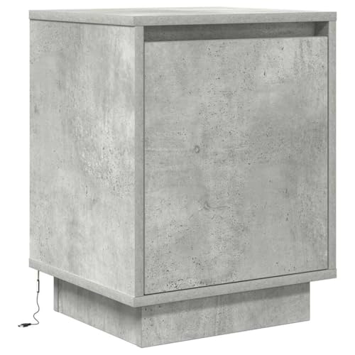 vidaXL Nachttisch mit LED-Leuchten Betongrau 38x34x50 cm, Nachttischschrank, Nachtkonsole, Schlafzimmermöbel, Nachtschrank, Nachtkommode von vidaXL