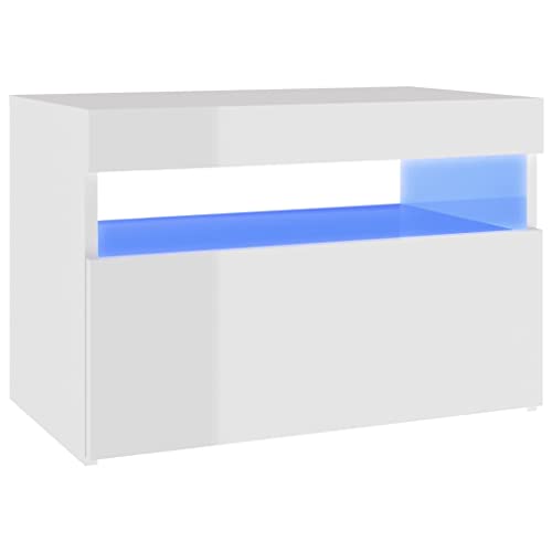 vidaXL Nachttisch mit LED-Leuchten Nachtschrank Nachtkonsole Nachtkommode Schlafzimmer Schrank Kommode Beistelltisch Hochglanz-Weiß 60x35x40cm vidaXL Nachttisch mit LED-Leuchten Nachtschrank Nachtkonsole Nachtkommode Schlafzimmer Schrank Kommode Beistelltisch Hochglanz-Weiß 60x35x40cm von vidaXL