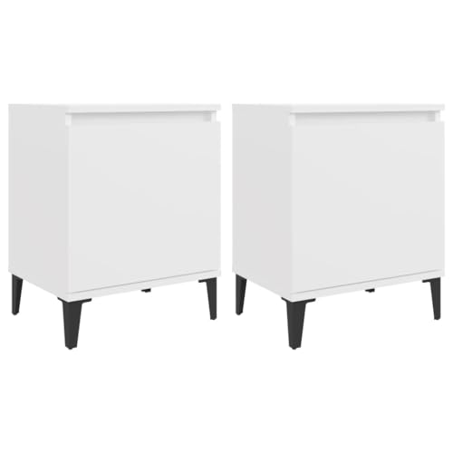 vidaXL Nachttisch mit Metallbeinen Industriestil Nachtschrank Nachtkonsole Nachtkommode Schlafzimmer Schrank Kommode Weiß 40x30x50cm vidaXL Nachttisch mit Metallbeinen Industriestil Nachtschrank Nachtkonsole Nachtkommode Schlafzimmer Schrank Kommode Weiß 40x30x50cm von vidaXL