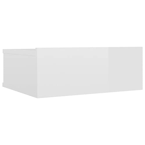 vidaXL Nachttisch mit Schublade Hängend Nachtkommode Nachtschrank Nachtkonsole Wandboard Wandregal Hochglanz-Weiß 40x30x15cm Holzwerkstoff von vidaXL