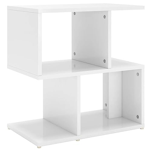 vidaXL Nachttisch mit offenen Fächern Nachtschrank Nachtkonsole Nachtkommode Schlafzimmer Schrank Kommode Hochglanz-Weiß 50x30x51,5cm Holzwerkstoff von vidaXL