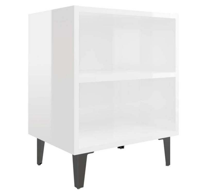 vidaXL Nachtkommode, Nachttisch mit Metallbeinen Hochglanz-Weiß 40x30x50 cm von vidaXL