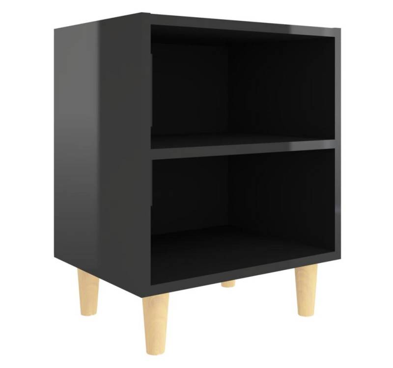 vidaXL Nachtkommode, Nachttisch mit Massivholz-Beinen Hochglanz-Schwarz 40x30x50 cm von vidaXL