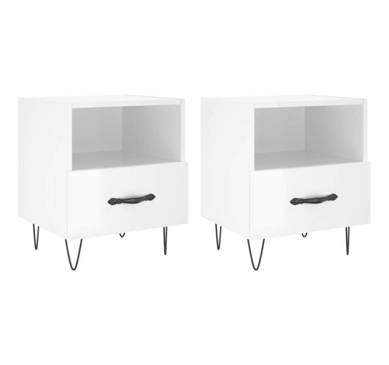 vidaXL Nachtkommode, Nachttische 2 Stk. Hochglanz-Weiß 40x35x47,5 cm Holzwerkstoff von vidaXL