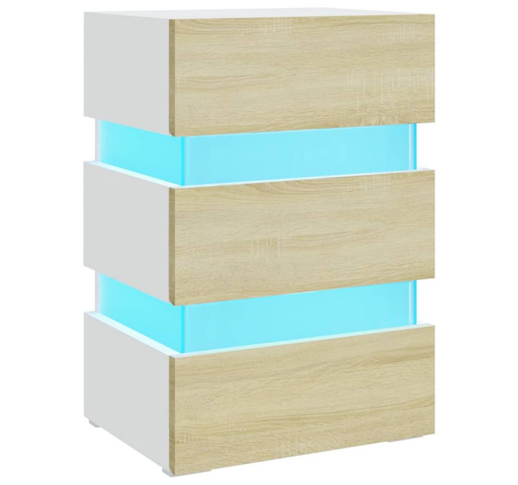 vidaXL Nachtkommode, LED-Nachttisch Weiß und Sonoma-Eiche 45x35x67 cm Holzwerkstoff von vidaXL