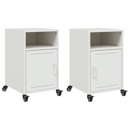vidaXL Nachttische 2 STK., Nachttisch mit Stauraum Rollen Griff, Nachtschrank für Schlafzimmer, Nachtkommode Nachtkonsole, Weiß Stahl vidaXL Nachttische 2 STK., Nachttisch mit Stauraum Rollen Griff, Nachtschrank für Schlafzimmer, Nachtkommode Nachtkonsole, Weiß Stahl von vidaXL