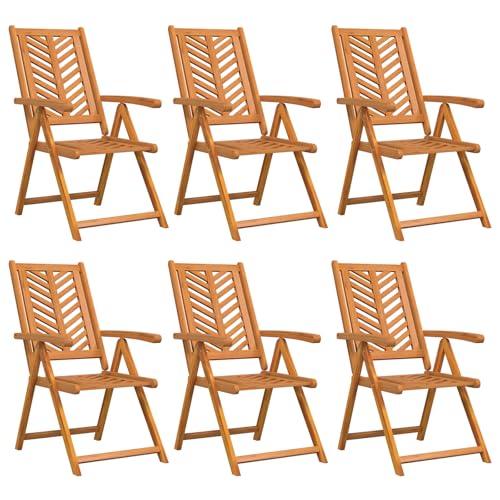vidaXL 6er Set Gartenliegestühle aus massivem Teakholz, verstellbar und klappbar – ideal für draußen, Moderne Liege für die Terrasse, perfekt zum Entspannen zu Hause von vidaXL