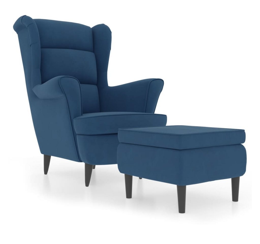 vidaXL Ohrensessel, mit Hocker Blau Samt vidaXL Ohrensessel, mit Hocker Blau Samt von vidaXL