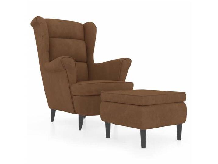vidaXL Ohrensessel, mit Hocker Braun Samt von vidaXL