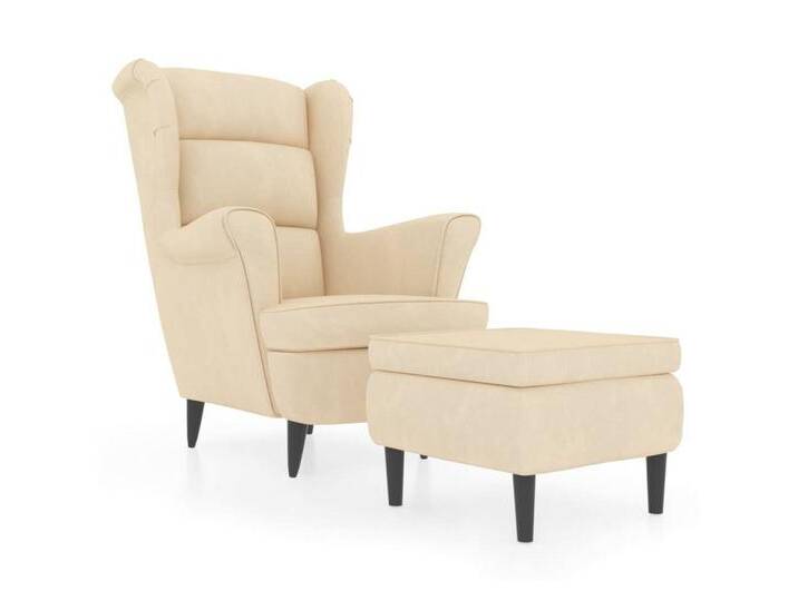 vidaXL Ohrensessel, mit Hocker Creme Samt vidaXL Ohrensessel, mit Hocker Creme Samt von vidaXL