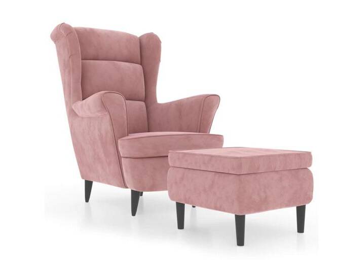 vidaXL Ohrensessel, mit Hocker Rosa Samt von vidaXL