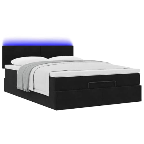 vidaXL Ottoman-Bett mit Matratze LEDs Schwarz 140x190 cm Samt, Bettrahmen, Bettgestell mit Stauraum, Polsterbett, Bettgestell, Bettrahmen mit Stauraum vidaXL Ottoman-Bett mit Matratze LEDs Schwarz 140x190 cm Samt, Bettrahmen, Bettgestell mit Stauraum, Polsterbett, Bettgestell, Bettrahmen mit Stauraum von vidaXL
