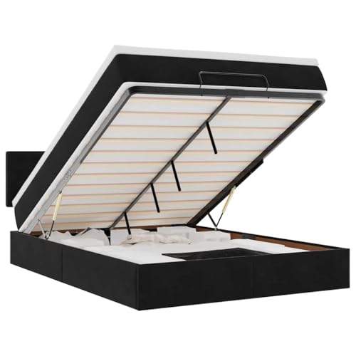 vidaXL Ottoman-Bett mit Matratze LEDs Schwarz 140x200 cm Samt, Bettrahmen, Bettgestell mit Stauraum, Polsterbett, Bettgestell, Bettrahmen mit Stauraum vidaXL Ottoman-Bett mit Matratze LEDs Schwarz 140x200 cm Samt, Bettrahmen, Bettgestell mit Stauraum, Polsterbett, Bettgestell, Bettrahmen mit Stauraum von vidaXL