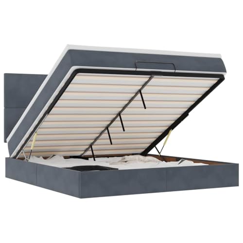 vidaXL Ottoman-Bett mit Matratzen LEDs Dunkelgrau 160x200 cm Samt, Bettrahmen, Bettgestell mit Stauraum, Polsterbett, Bettgestell, Bettrahmen mit Stauraum vidaXL Ottoman-Bett mit Matratzen LEDs Dunkelgrau 160x200 cm Samt, Bettrahmen, Bettgestell mit Stauraum, Polsterbett, Bettgestell, Bettrahmen mit Stauraum von vidaXL