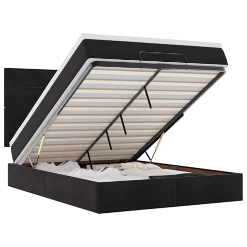 vidaXL Ottoman-Bett mit Matratzen LEDs Schwarz 140x200 cm Samt, Bettrahmen, Bettgestell mit Stauraum, Polsterbett, Bettgestell, Bettrahmen mit Stauraum vidaXL Ottoman-Bett mit Matratzen LEDs Schwarz 140x200 cm Samt, Bettrahmen, Bettgestell mit Stauraum, Polsterbett, Bettgestell, Bettrahmen mit Stauraum von vidaXL
