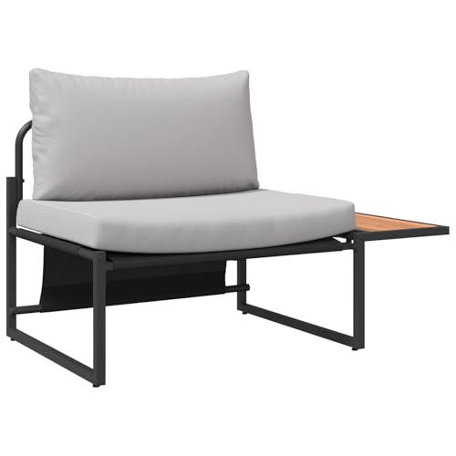 vidaXL Gartenstuhl- und Tischset hellgraue gepolsterte Möbel für Garten Balkon einfache Montage mit Metallrahmen Bequeme Lounge-Sitzgelegenheiten 2 modernes Design wetterfest von vidaXL