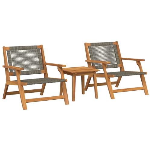 vidaXL Gartenstühle mit Tischset - 3 Teile aus grauem massivem Akazienholz von vidaXL