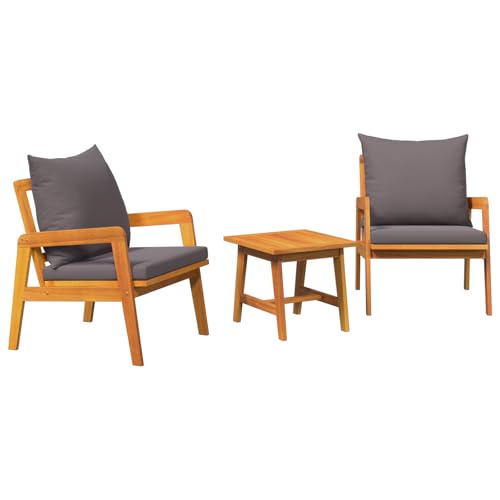 vidaXL Outdoor-Sofa-Set mit Kissen | 2 Stühle + Tisch, wetterfeste Akazienholz, perfekt für Patio, Balkon oder Wintergarten, Moderne Sitzmöbel, Gartenstuhl. von vidaXL